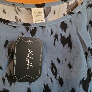 Soly Hux Blue and Black Patterned Dress